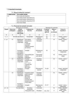 Proiect De Lectie Binomul Lui Newton Proiecte Ro