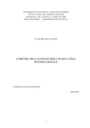 Comunicarea Si Negocierea In Relatiile Internationale Proiecte Ro