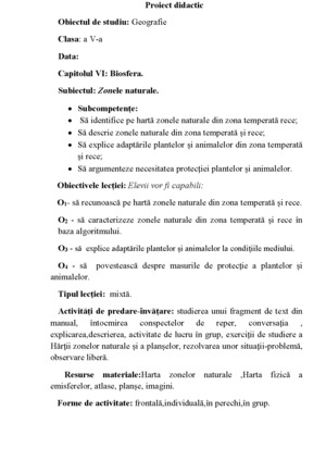 Proiect Didactic Clasa A 5 A Proiecte Ro